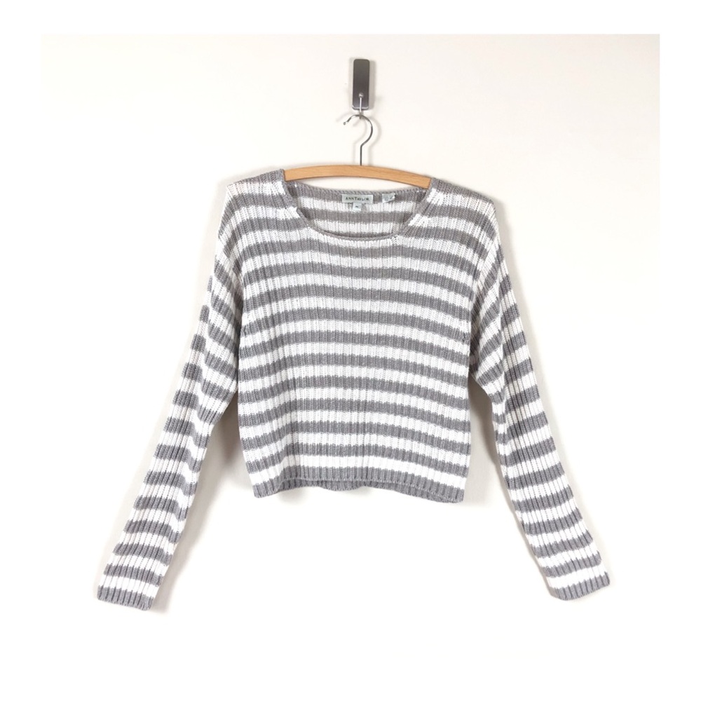 vintage 90s striped knit cropped sweater neutral linen crop top grunge indie y2k